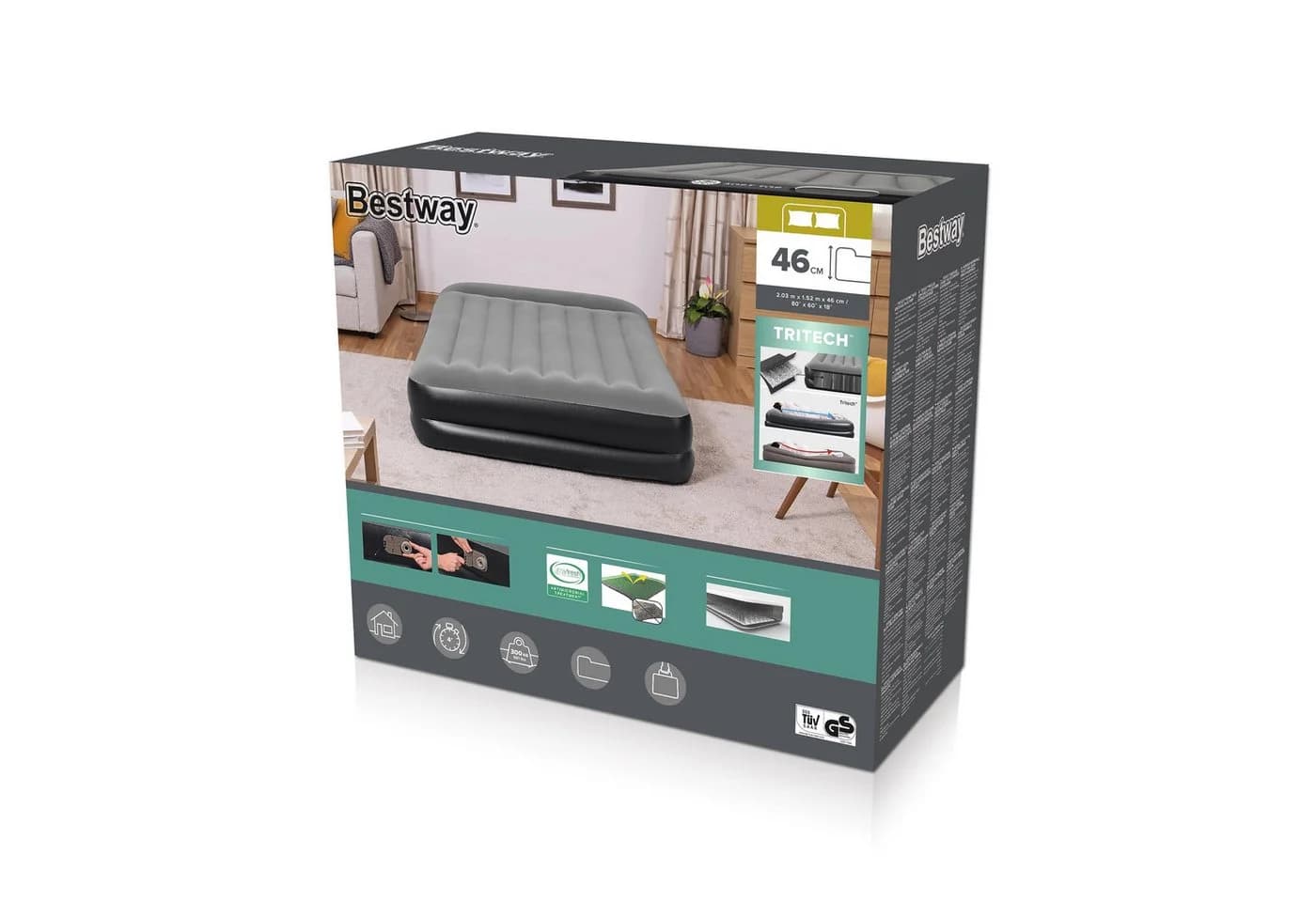 Bestway Luftbett Tritech Queen Size mit Elektropumpe Schwarz/Grau - Bild 3