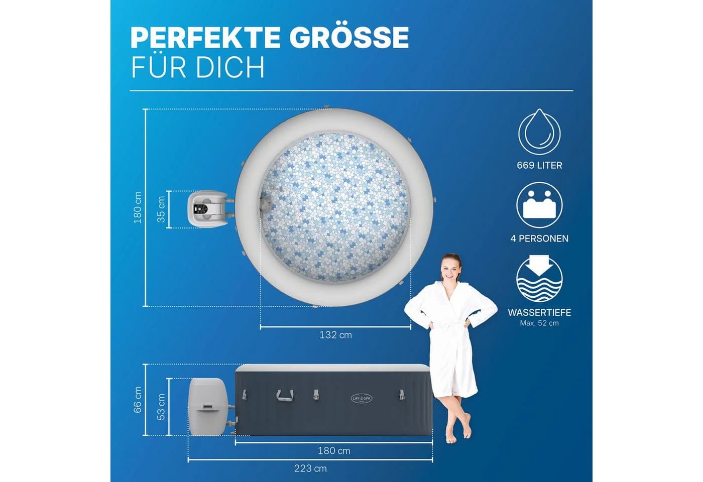 Bestway LAY-Z-SPA Miami AirJet Energiespar-Whirlpool Dunkelblau - Bild 3