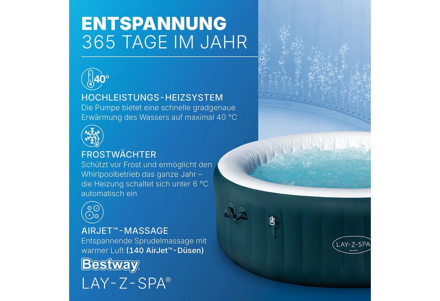 Bestway LAY-Z-SPA Miami AirJet Whirlpool für 6 Personen