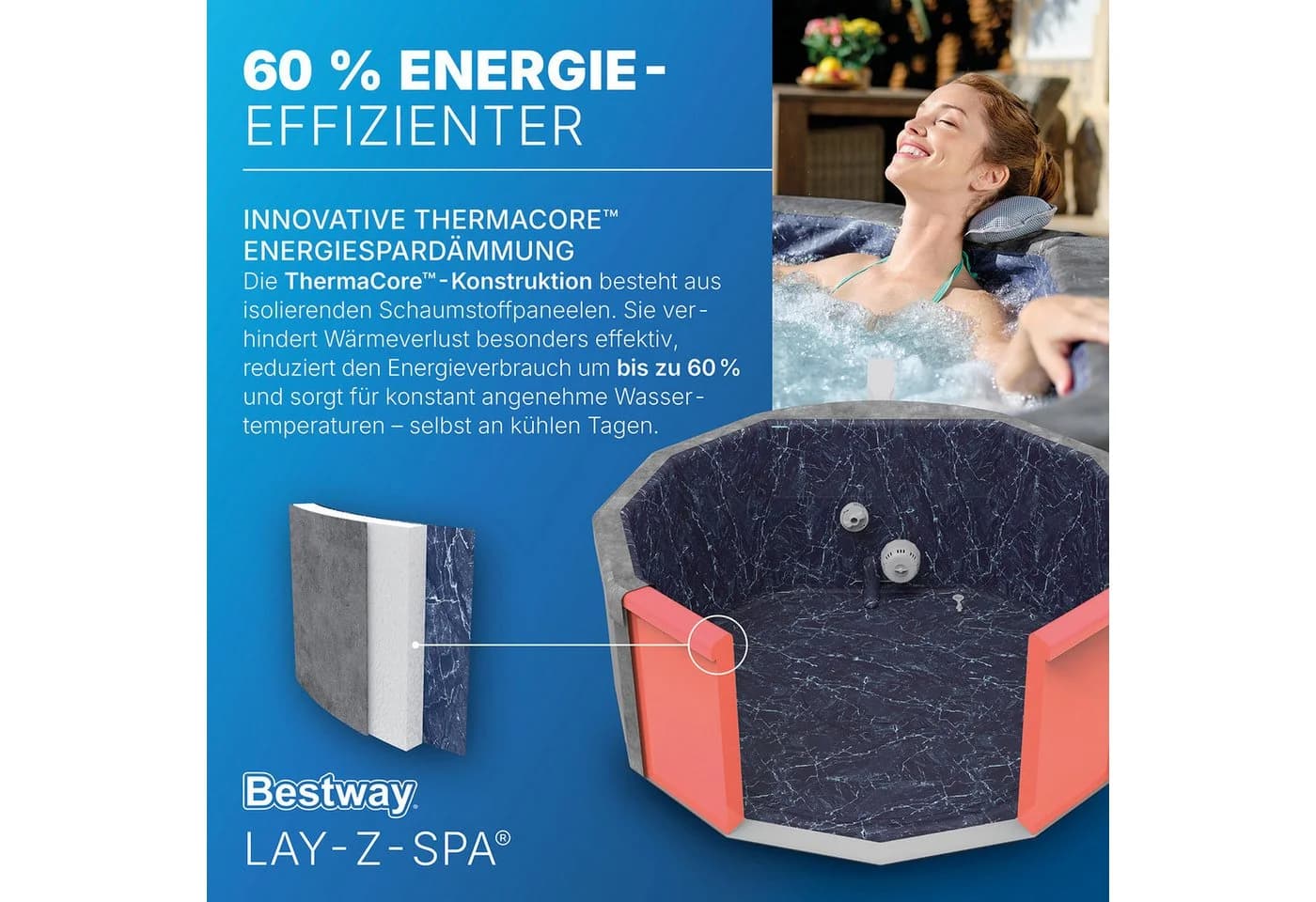 Bestway LAY-Z-SPA Carrara AirJet Whirlpool Grau App-Steuerung - Bild 5