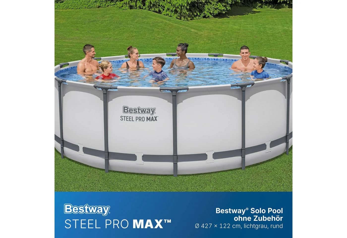 Bestway Framepool Steel Pro MAX™ Ø 427 x 122 cm Stahlrahmen Pool Grau