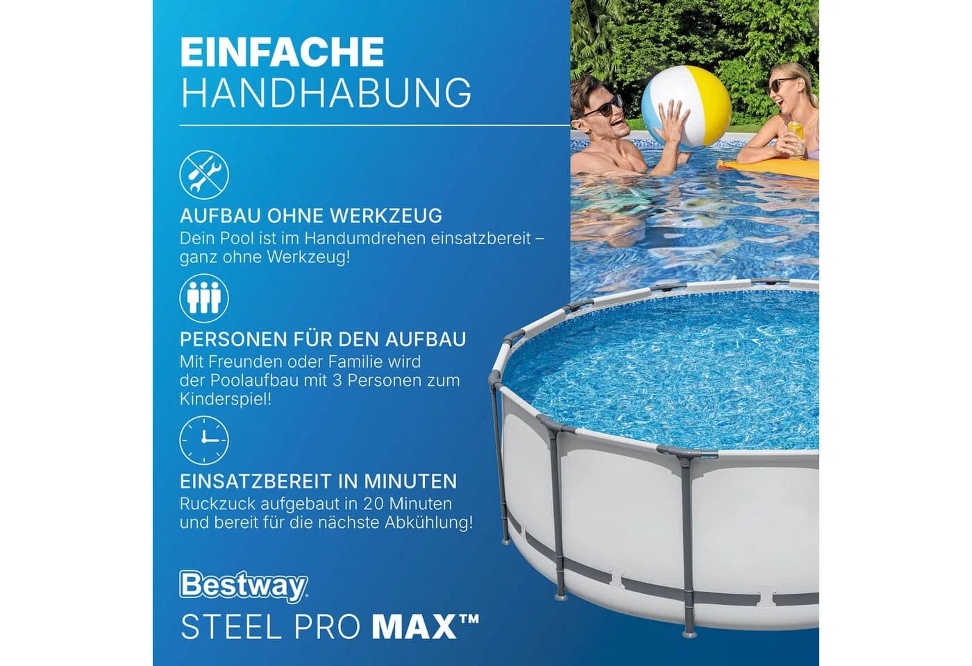 Bestway Framepool Steel Pro MAX™ Ø 427 x 122 cm Stahlrahmen Pool Grau - Bild 4
