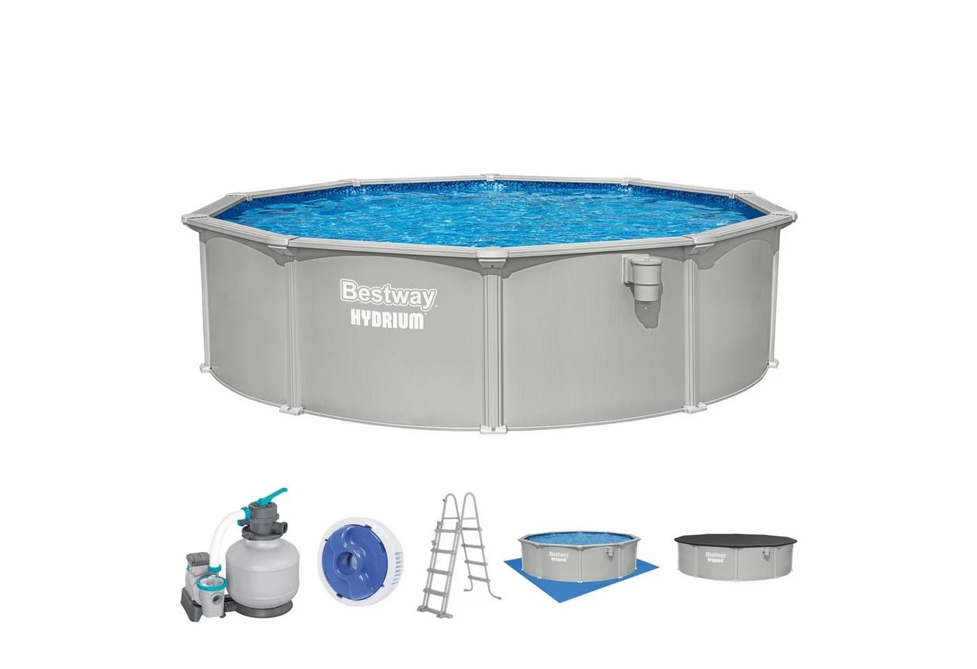 Bestway Hydrium Stahlwandpool Komplettset Ø 457 x 122 cm Grau - Bild 2