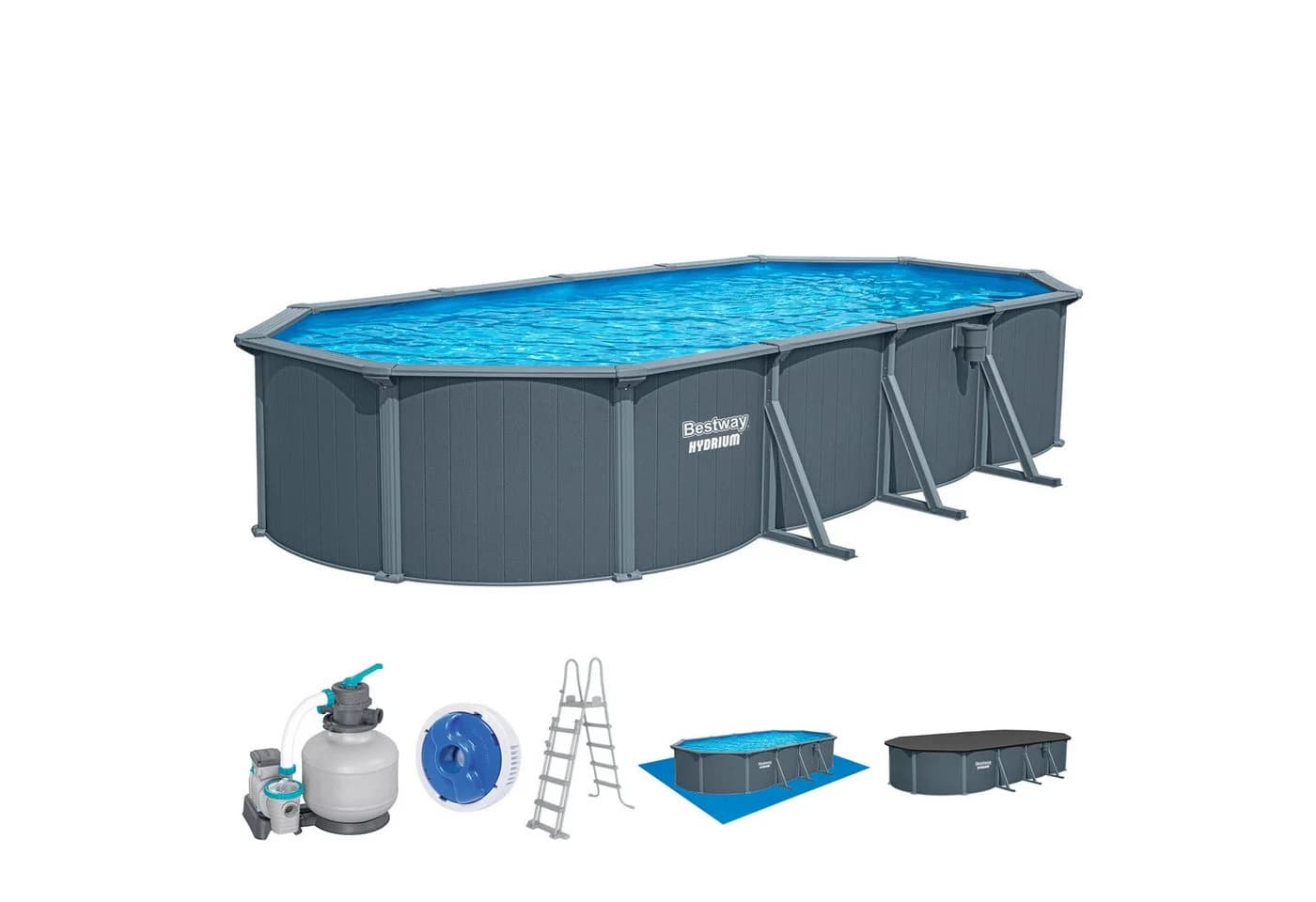 Bestway Hydrium Stahlwandpool Komplett-Set Grau - Bild 2