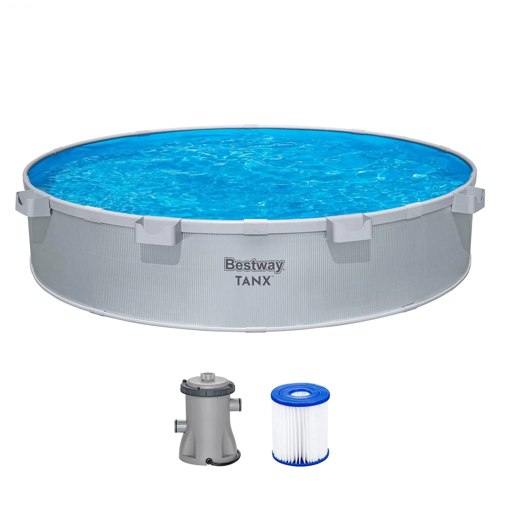 Bestway Tanx Stahlwandpool-Set mit Filterpumpe Grau Ø 305 x 61 cm