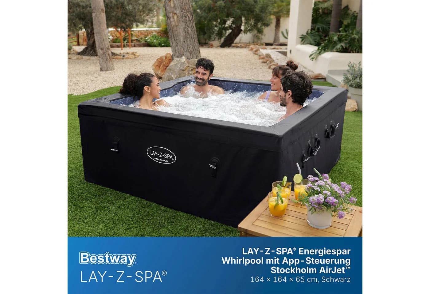 Bestway Whirlpool LAY-Z-SPA® ThermaCore™ Stockholm AirJet™, 164x164x65 cm