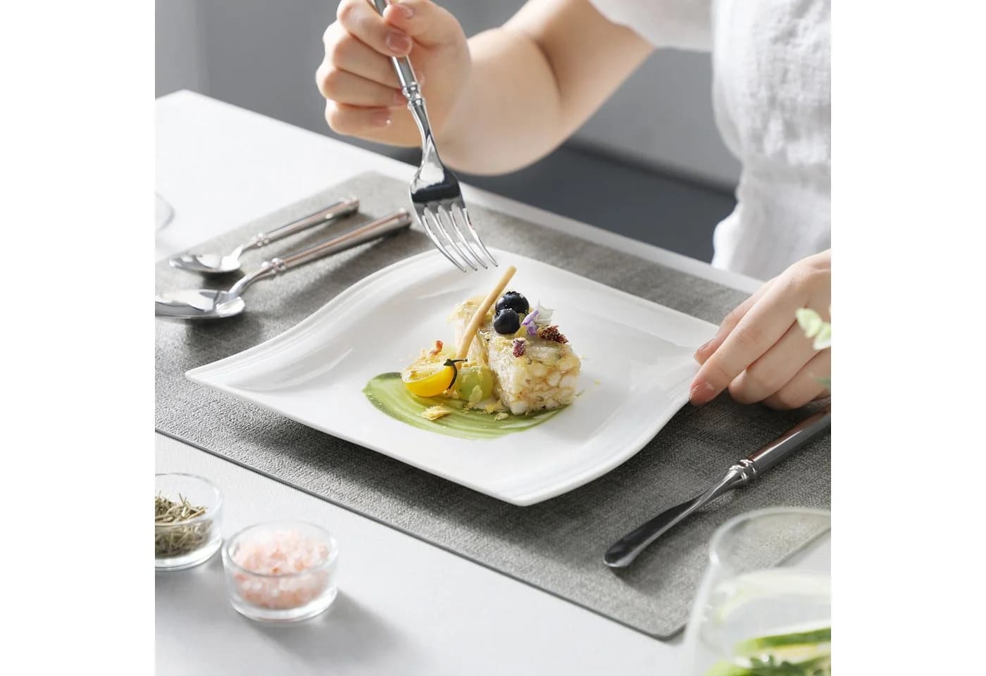 MALACASA Dessertteller 6tlg. FLORA Weiß Porzellan Modern-Skandinavisch