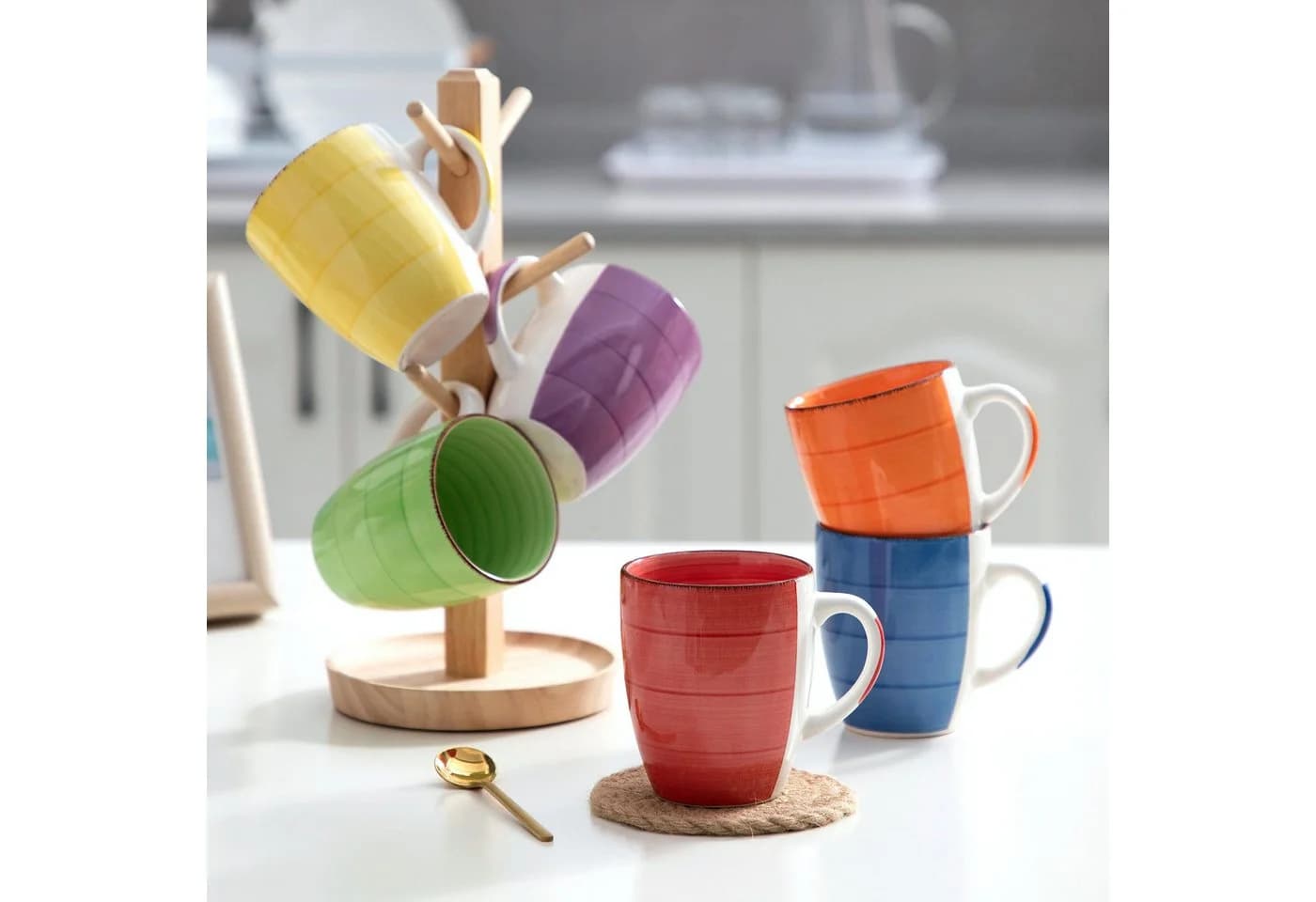 vancasso Tassen-Set 6-tlg. Bunt Steingut Becher - Bild 4