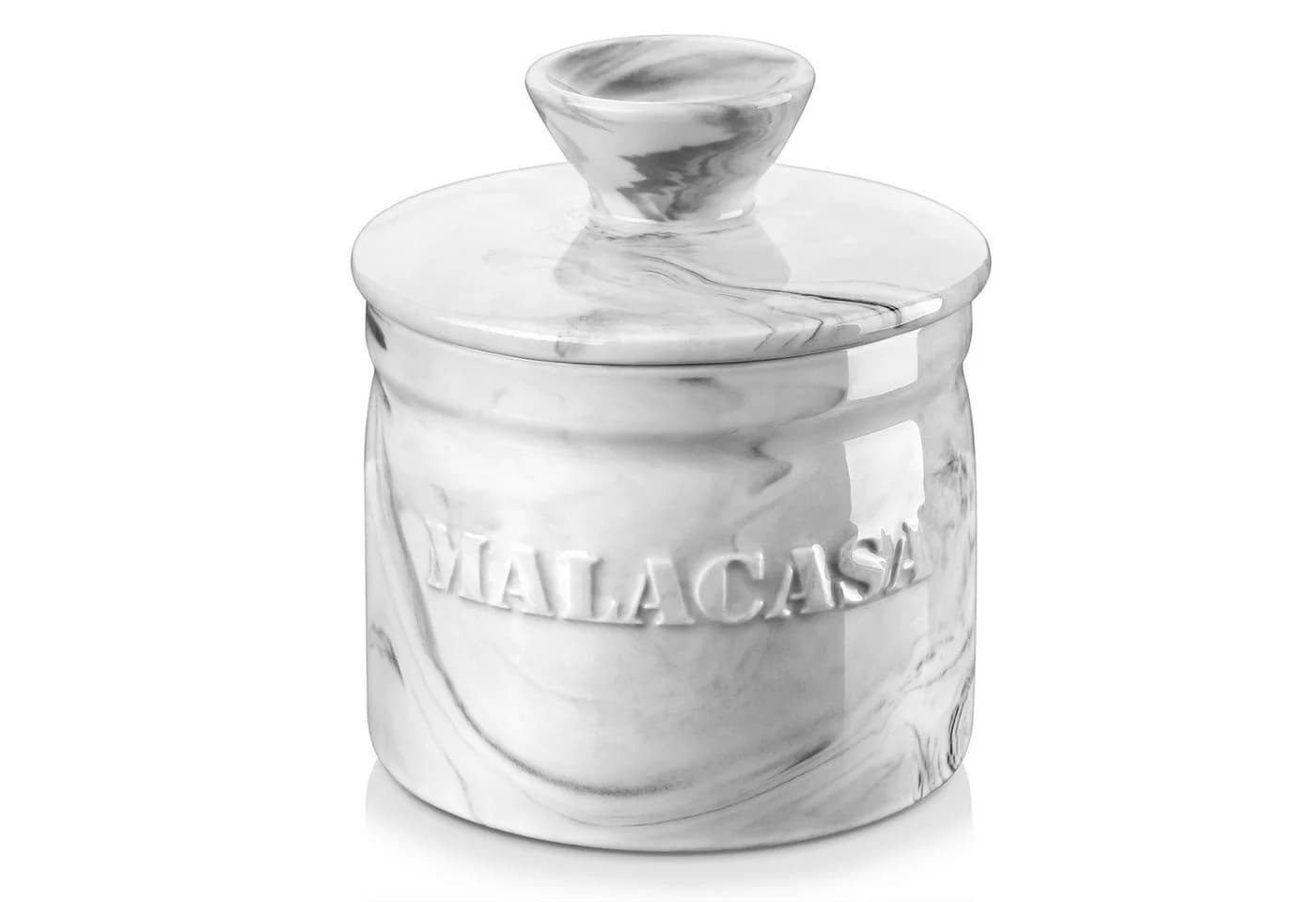 MALACASA Französische Butterdose Weiß Porzellan Wasserversiegelung - Bild 2
