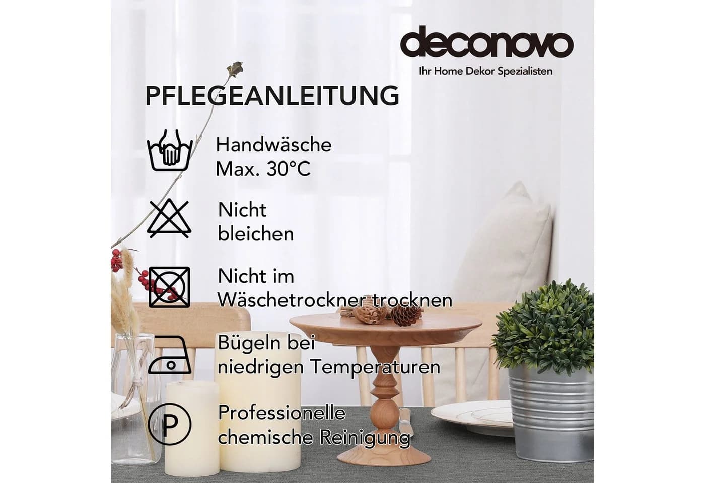 Deconovo Tischdecke Dunkelgrau Wasserabweisend Leinenoptik 1er Set - Bild 4