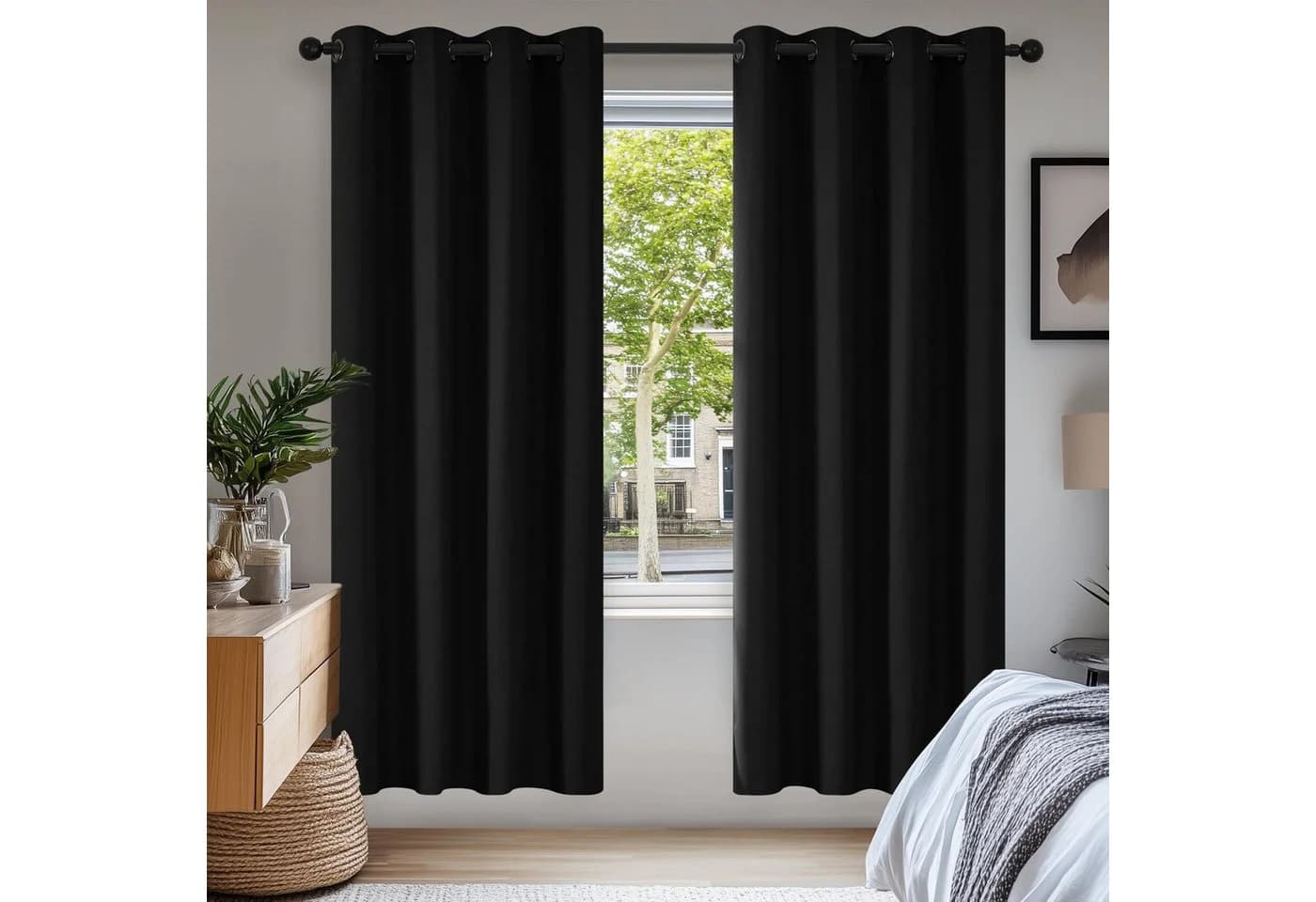 Deconovo Verdunkelungsvorhang Gardinen mit Ösen Blickdichte Vorhang Kälteschutz Schlafzimmer 2er Set, Blackout Curtain einfarbig Thermo Vorhang Verdunkelung Wärmeisolierend - Bild 2