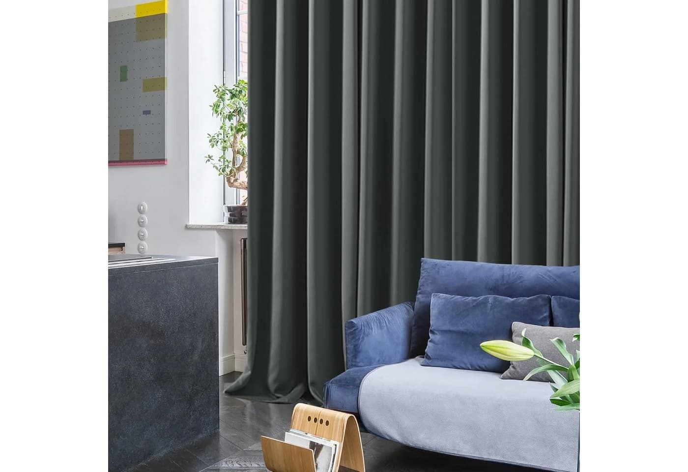 Deconovo Verdunkelungsvorhang 2er Set Dunkelgrau mit Ösen - Bild 4