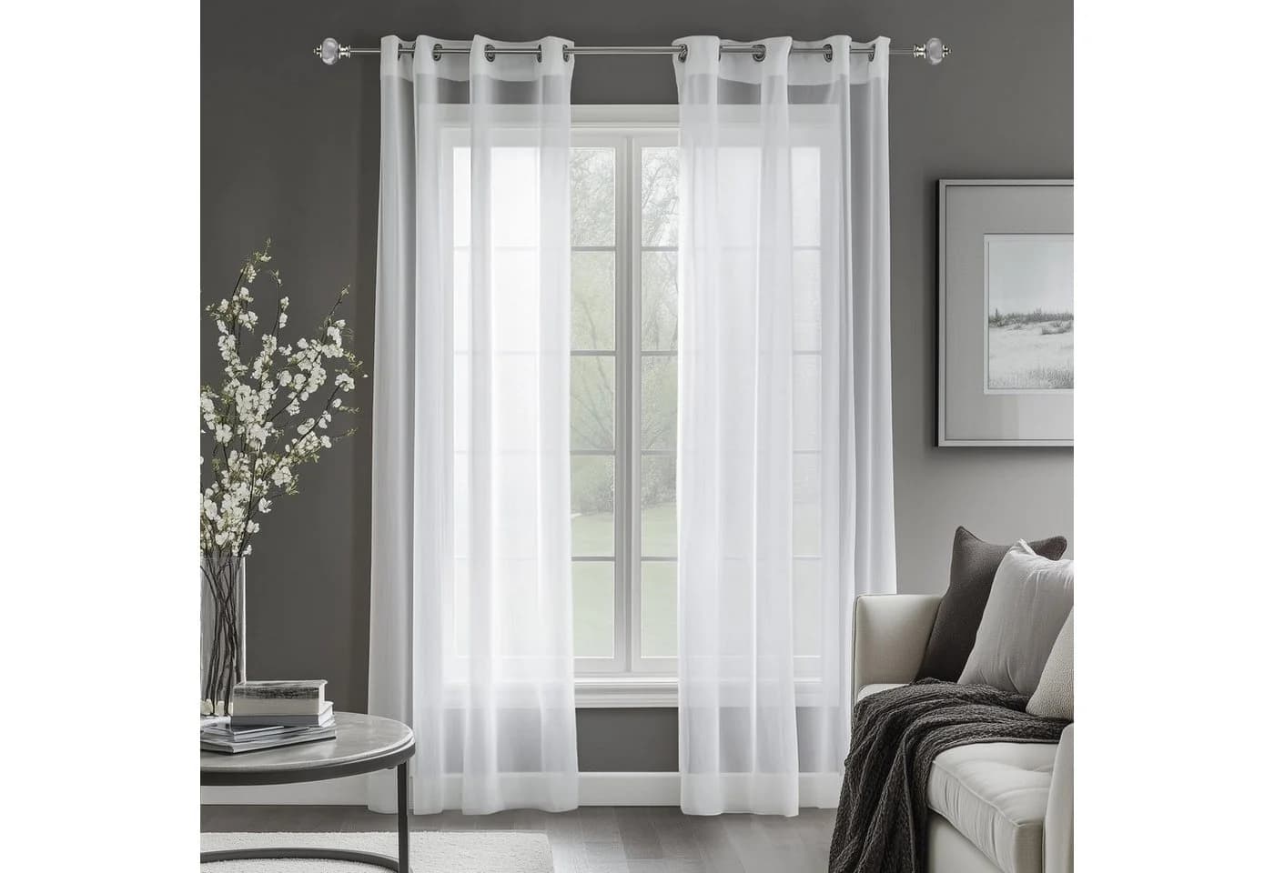 Deconovo Voile Gardinen Wohnzimmer Transparent - Bild 2