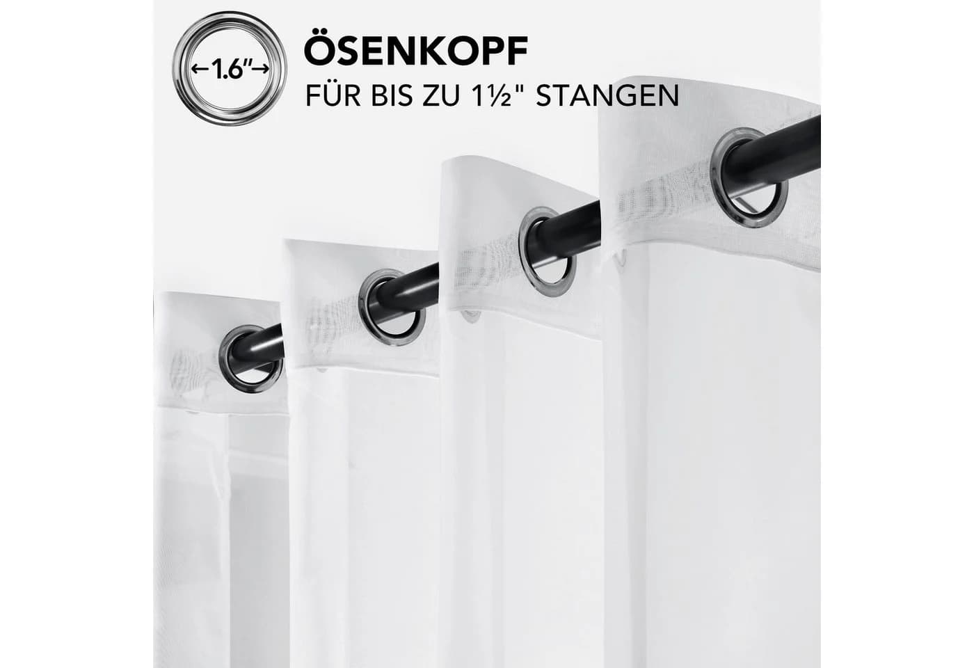 Deconovo Voile Vorhang 2er Set Weiß Transparent mit Ösen - Bild 4