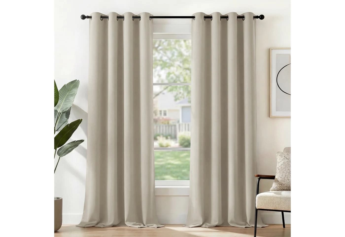 Deconovo Verdunkelungsvorhang 2er Set Beige Polyester mit Ösen - Bild 2