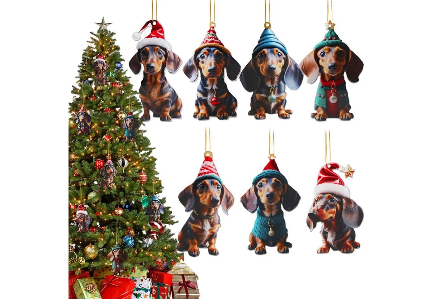 Bundviel Weihnachts-Hunde-Ornamente 7er-Set Dackel-Design - Bild 2