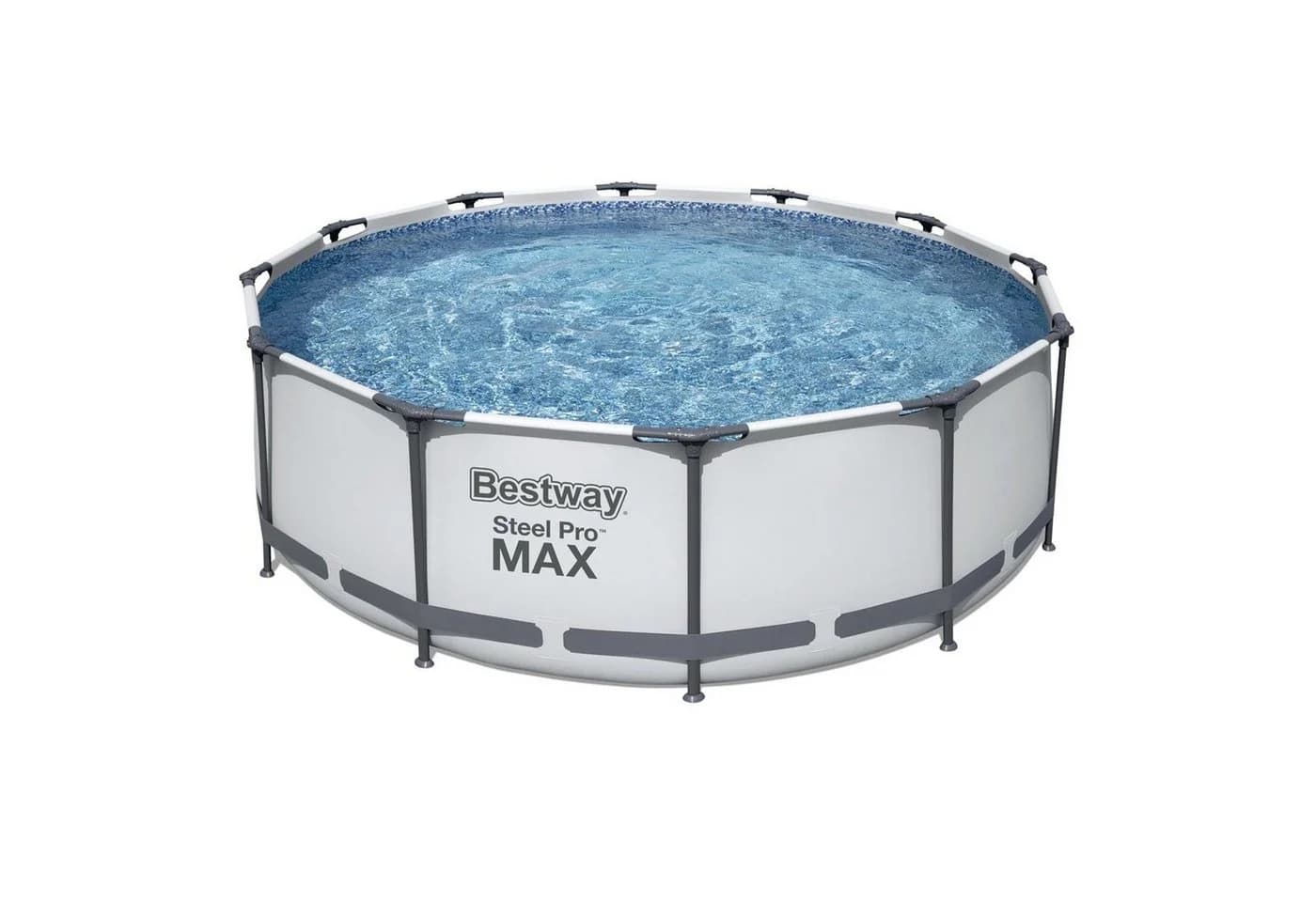 BESTWAY Steel Pro Max Frame Pool Set rund grau mit Filterpumpe