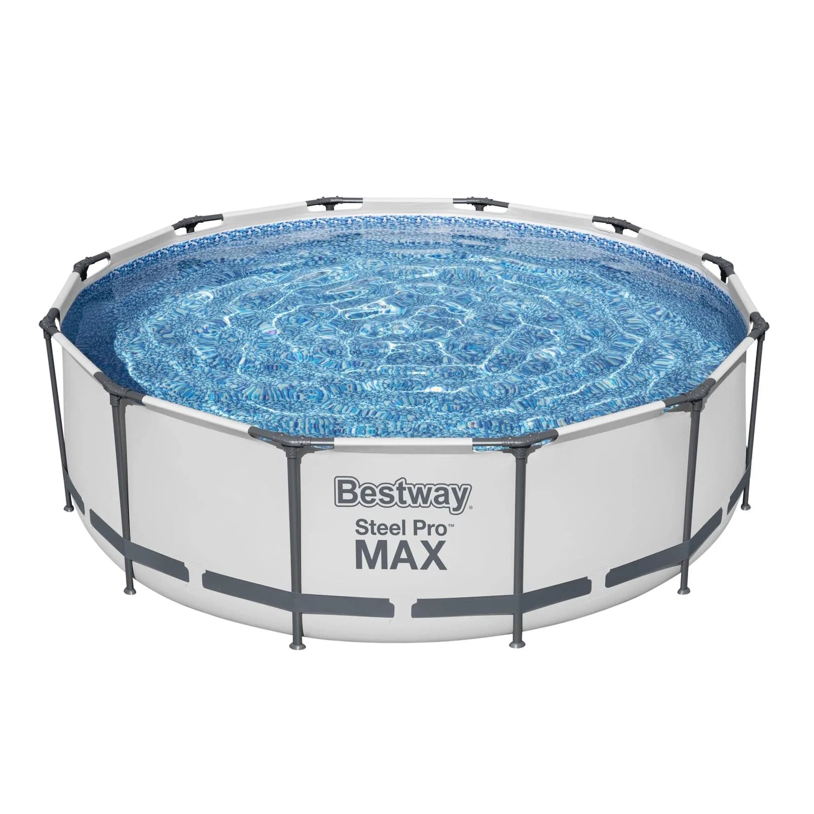 Bestway Steel Pro MAX Frame Pool Set mit Filterpumpe Ø 366 x 100 cm, lichtgrau, rund