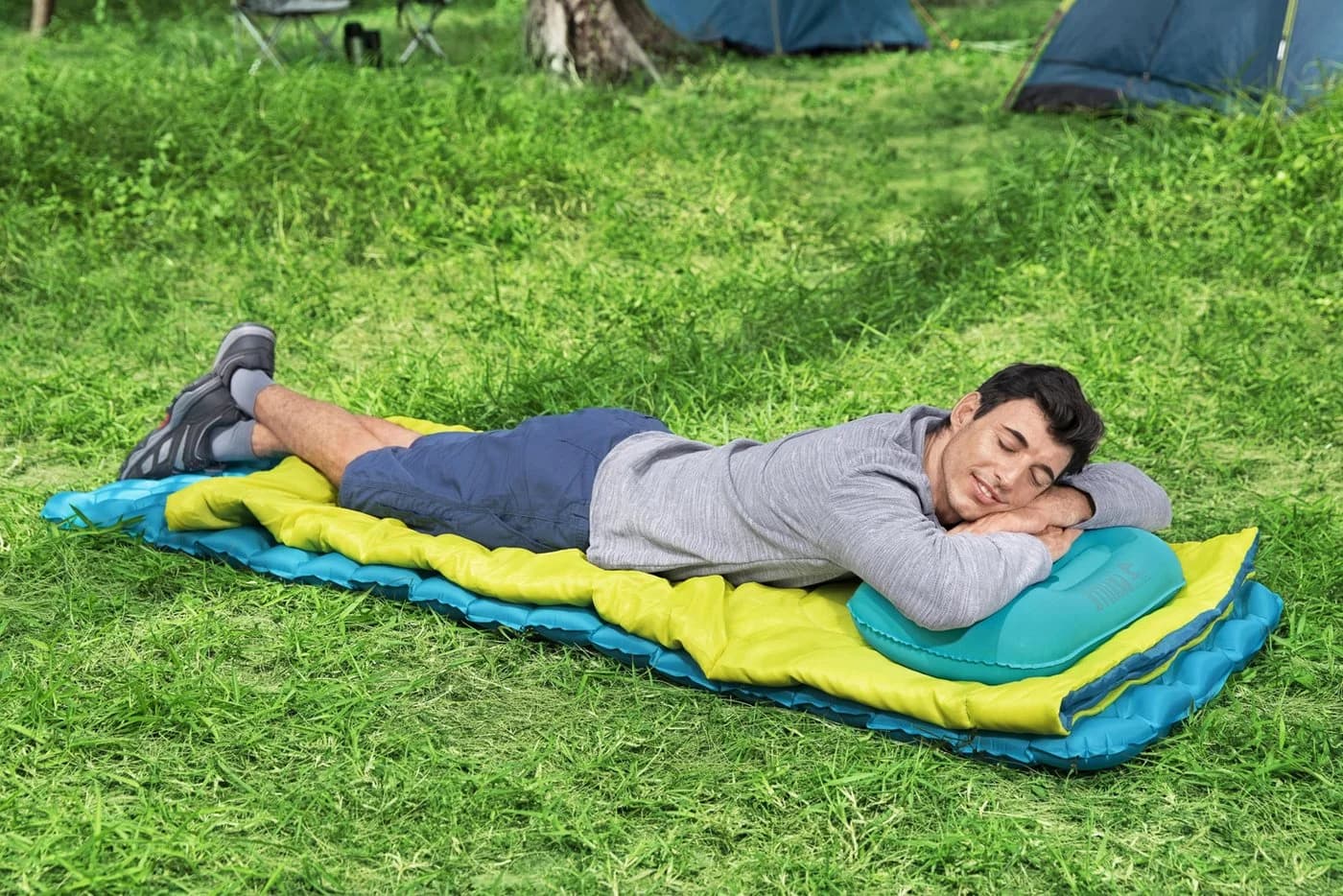 Bestway Aufblasbares Kissen Camping Reise Grau