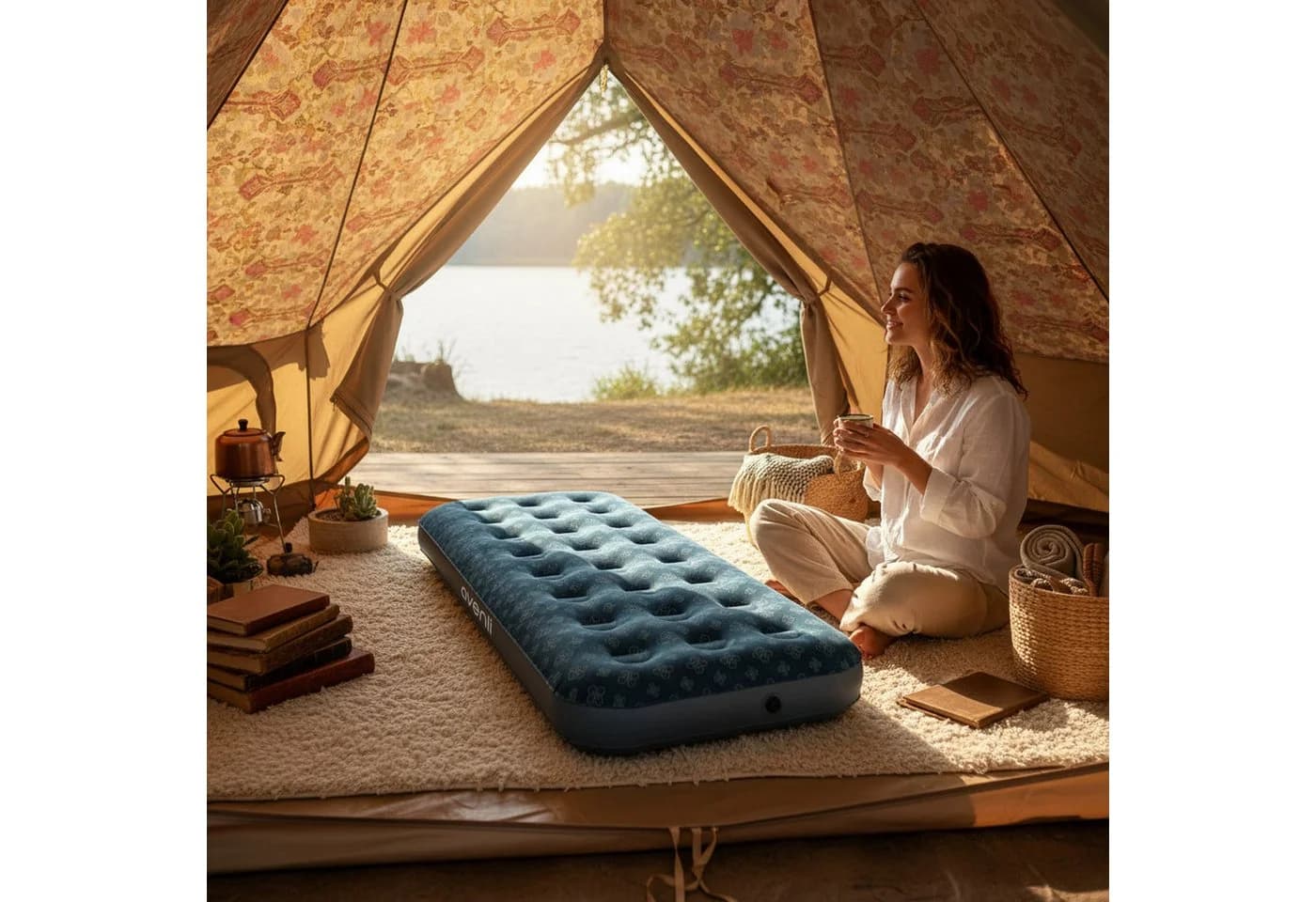 Avenli Luftbett Camping 191x73x22cm Grün/Grau