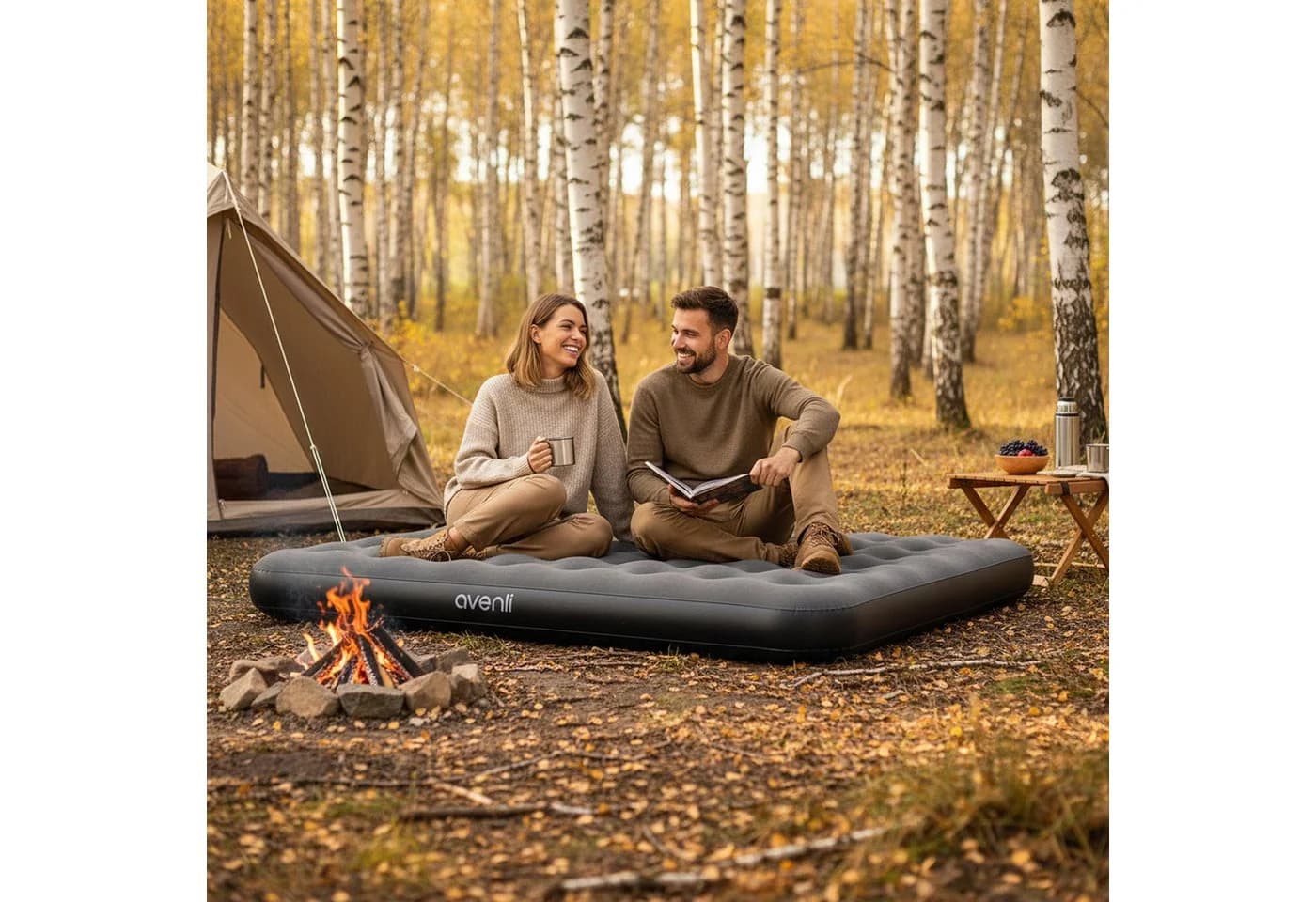 Avenli Luftbett King-Size Grau/Schwarz für 2-3 Personen