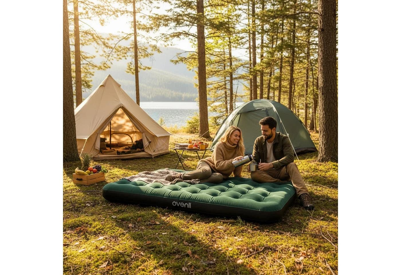 Avenli Luftbett Queen-Size grün/schwarz für 2 Personen