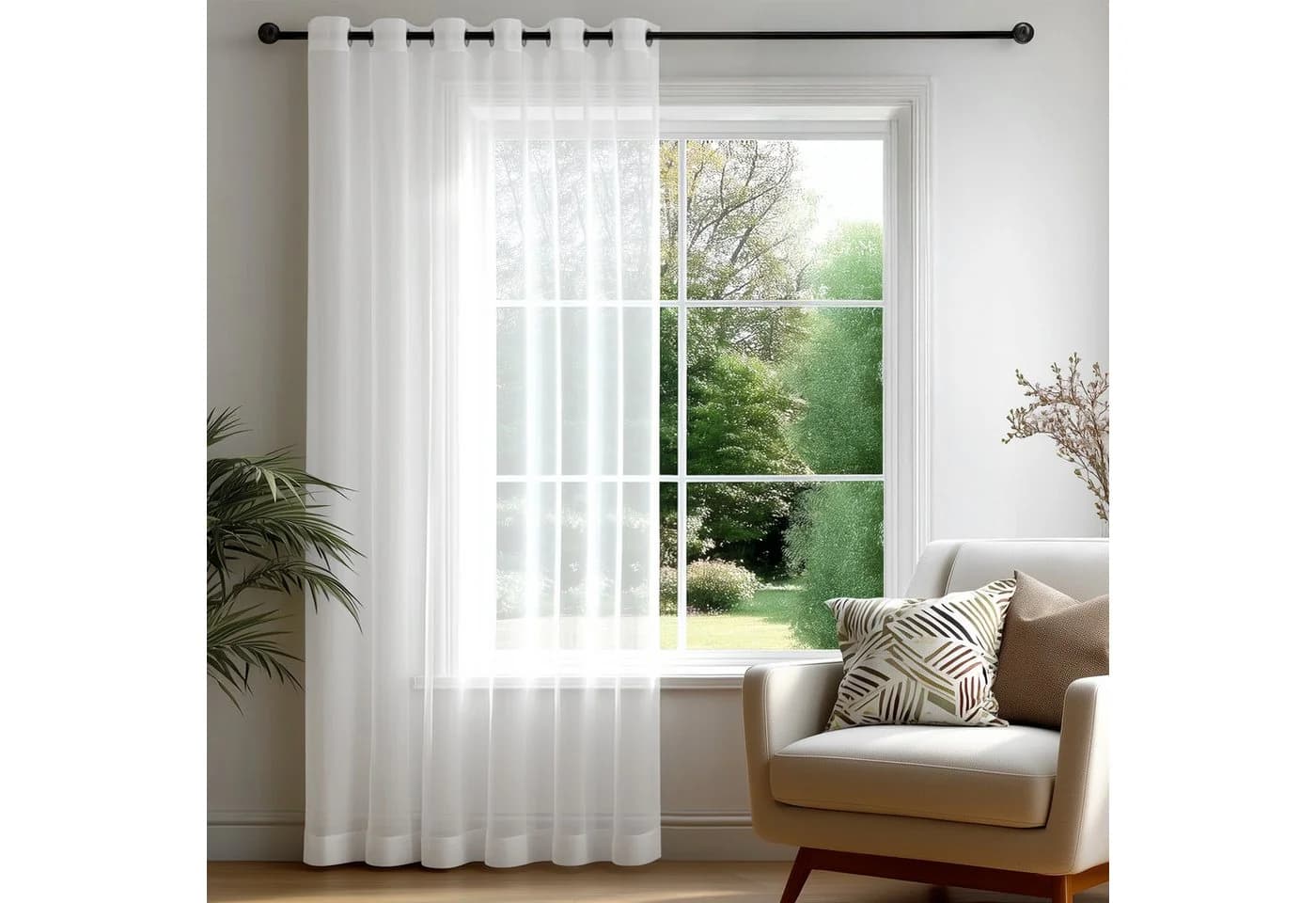Deconovo Vorhang Transparent mit Ösen - Modernes Design