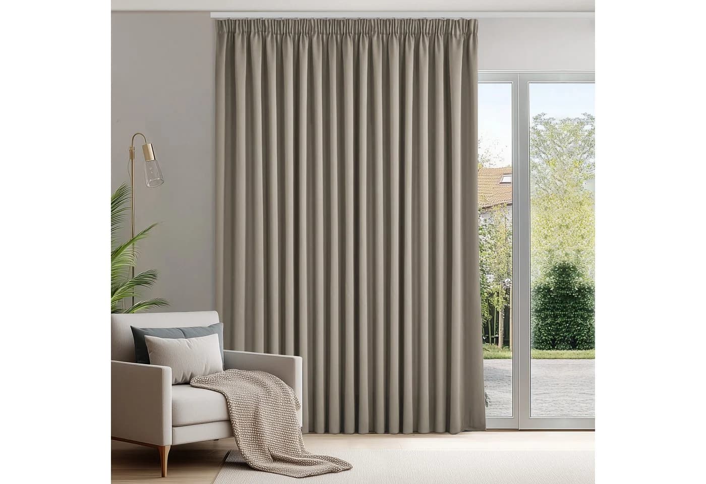 Deconovo Verdunkelungsvorhang Taupe mit Kräuselband - Bild 2