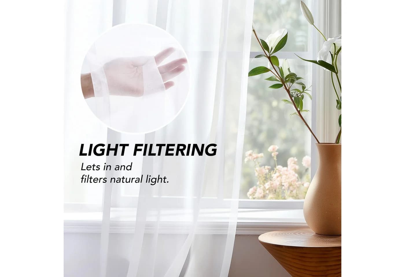 Deconovo Voile Gardinen mit Kräuselband Leinenoptik 2er Set - Bild 5