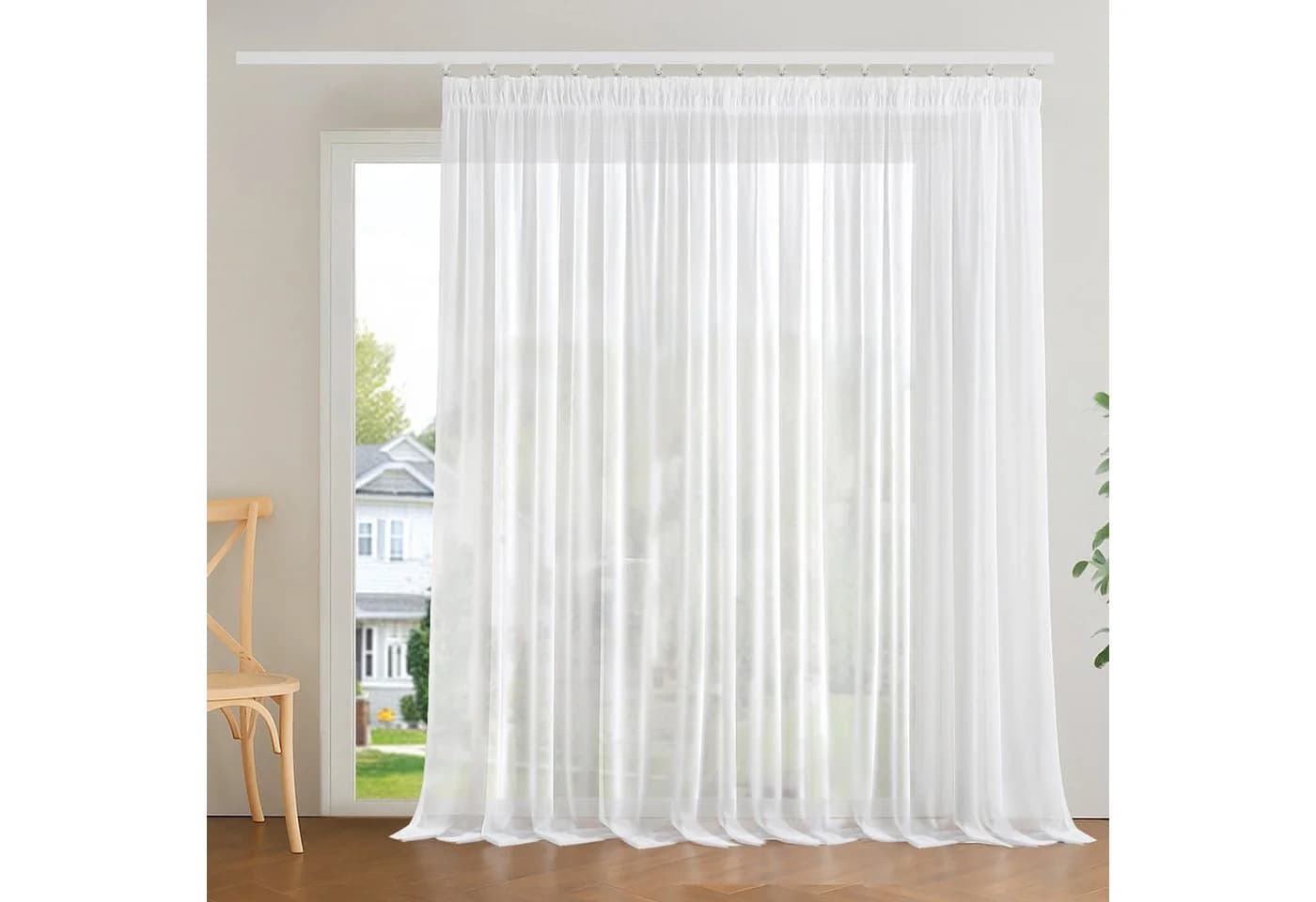 Deconovo Voile Gardinen Weiß für Schienen 1er Set