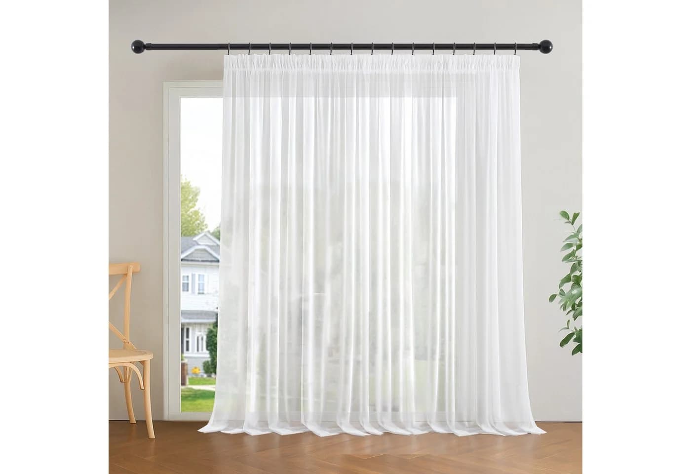 Deconovo Voile Gardinen Weiß für Schienen 1er Set - Bild 2