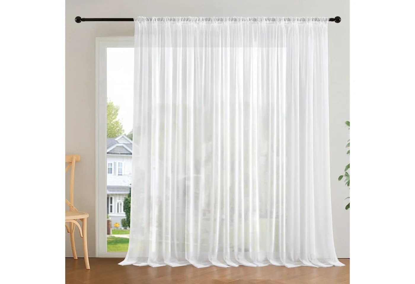 Deconovo Voile Gardinen Weiß für Schienen 1er Set - Bild 3