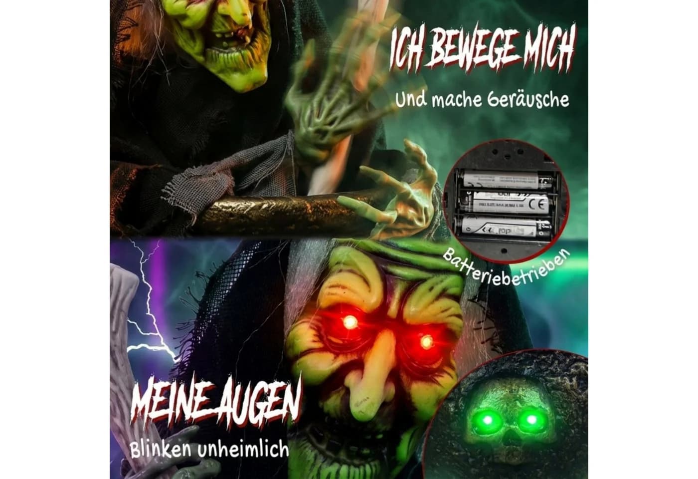 Blossom Animierte Halloween-Hexe mit LED & Soundeffekten - Bild 3