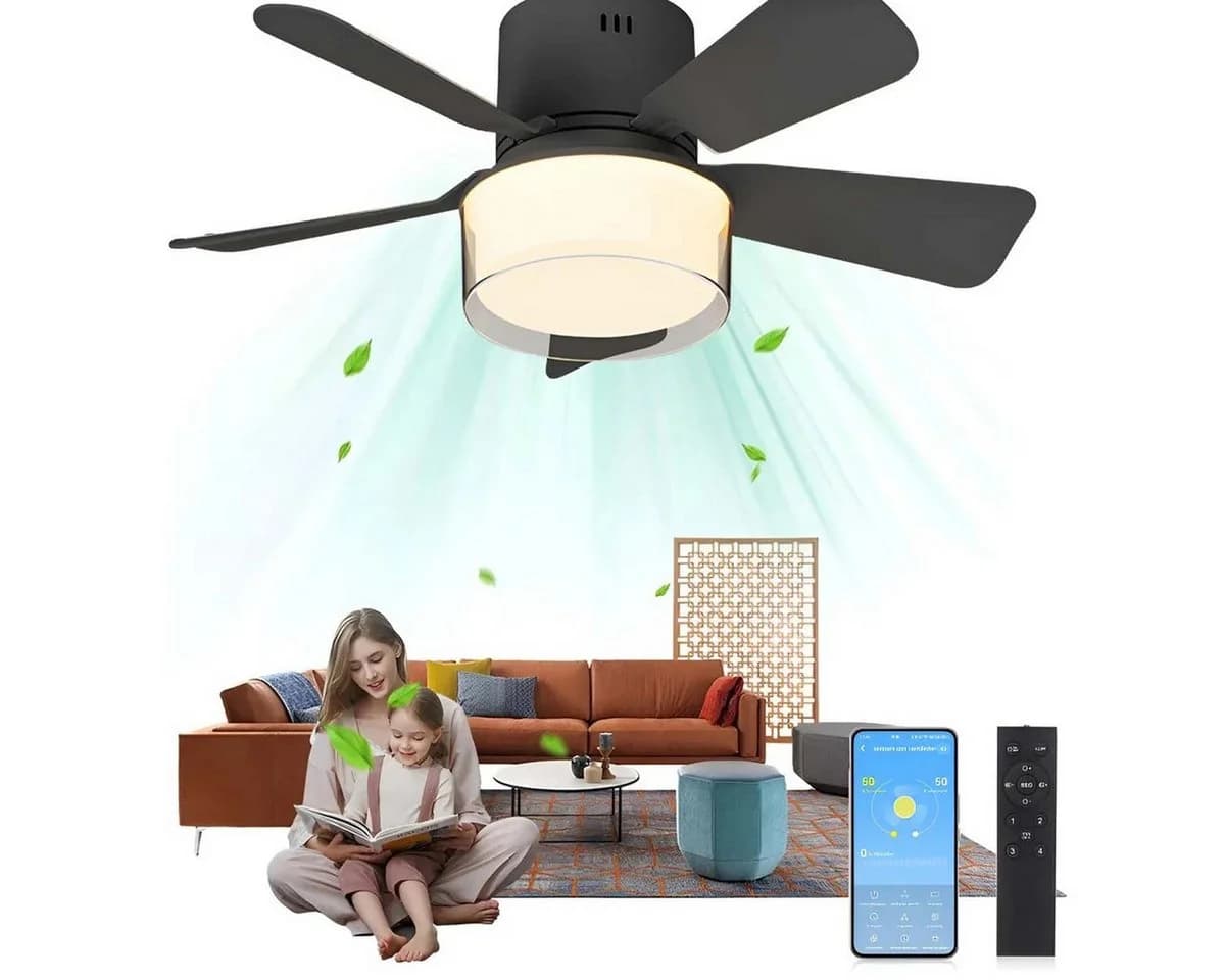 VIVIHEYDAY Deckenventilator mit LED Licht Schwarz Fernbedienung - Bild 2