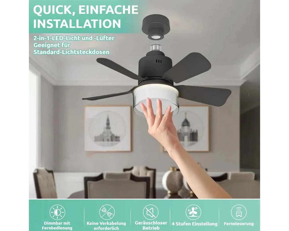VIVIHEYDAY Deckenventilator mit LED Licht Schwarz Fernbedienung - Bild 4