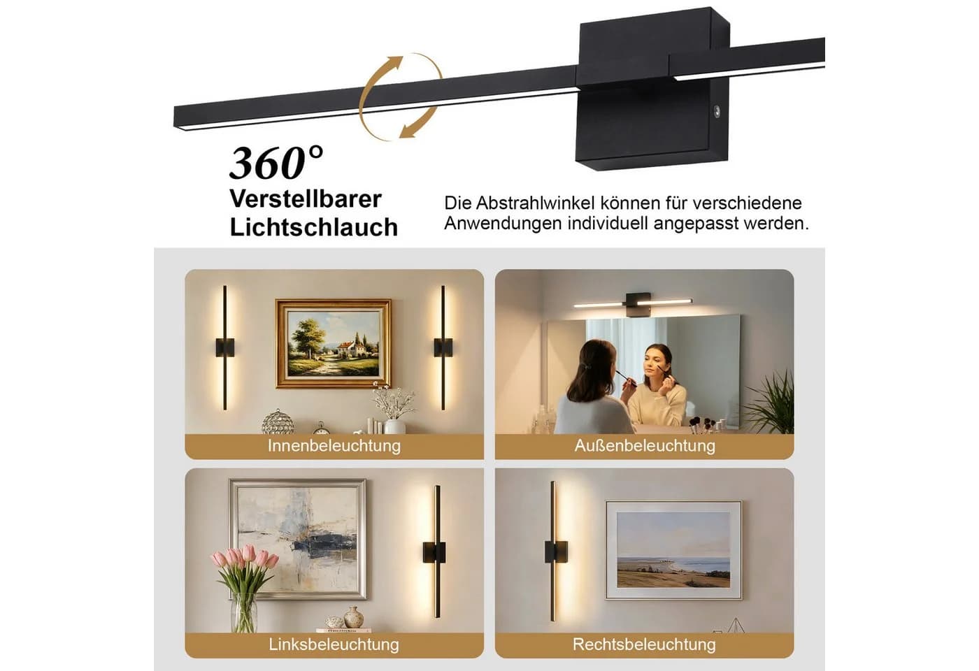Rosnek LED Wandleuchte Kabellos Dimmbar mit Akku & Fernbedienung - Bild 3