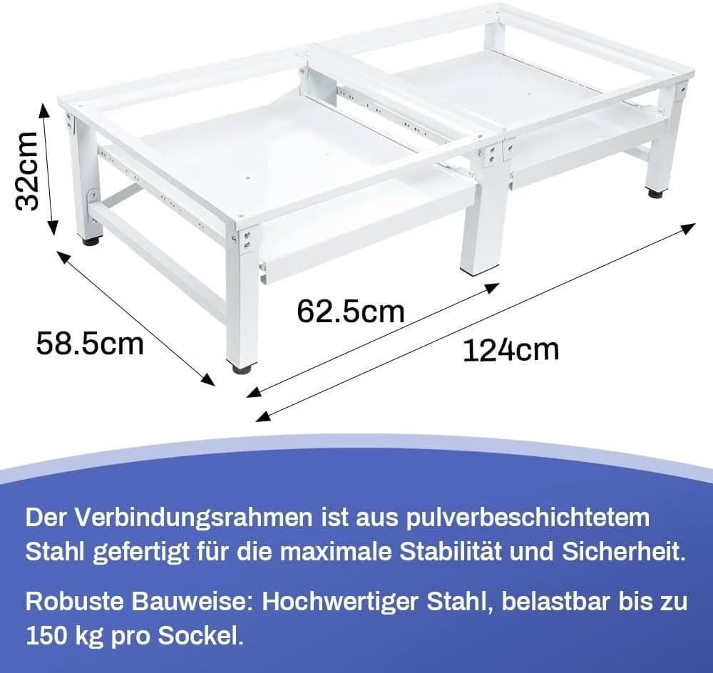 XERSEK Waschmaschinenuntergestell Stabil 32cm 2-Fach Ausziehablagen