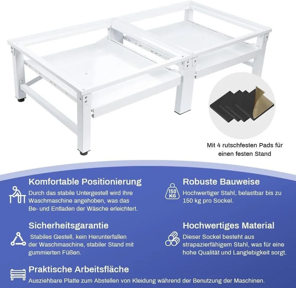 XERSEK Waschmaschinenuntergestell Stabil 32cm 2-Fach Ausziehablagen - Bild 3
