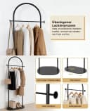 JOYOLEDER Garderobenständer Schwarz mit 2 Haken und Steinsockel Bild 3
