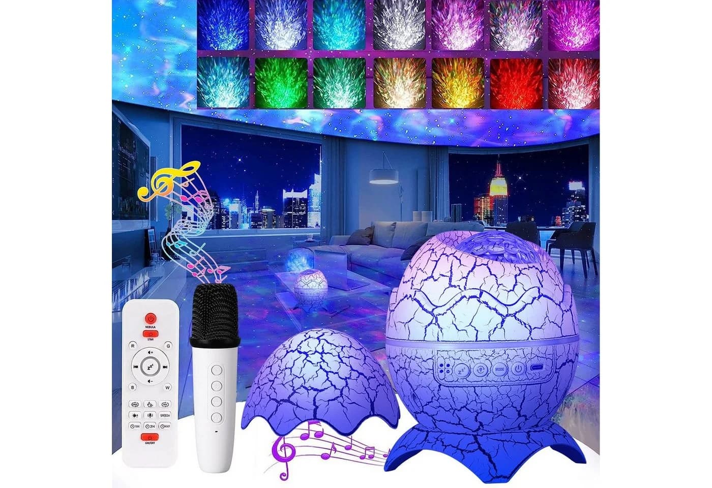 Lapalife LED-Sternenhimmel Projektor mit Bluetooth-Lautsprecher & Timer
