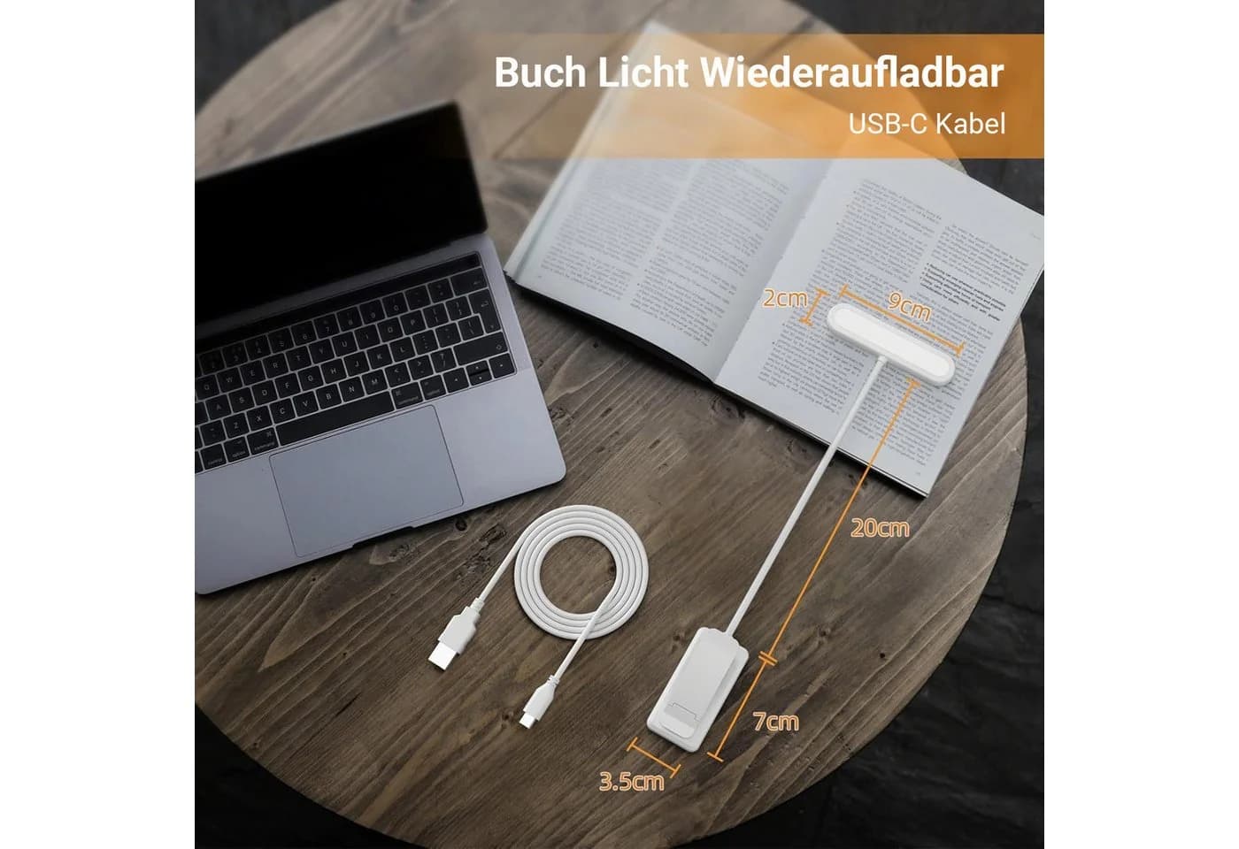 Lapalife LED Leselampe mit Klemme, 3 Farben & 10 Helligkeiten, USB-Akku