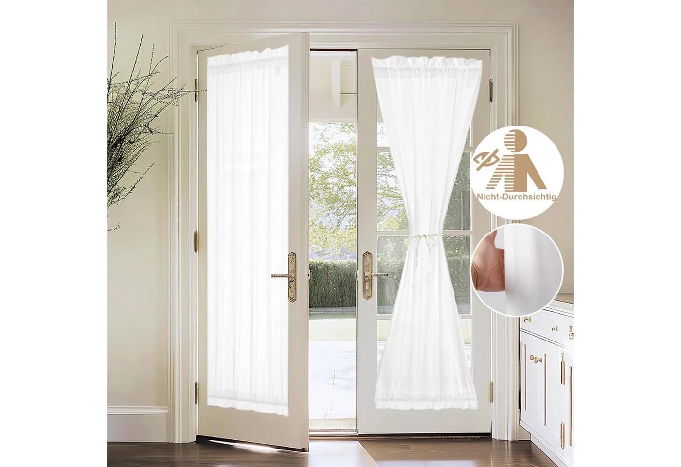 Lapalife Gardine Halbtransparent Weiß Stangenschlaufe