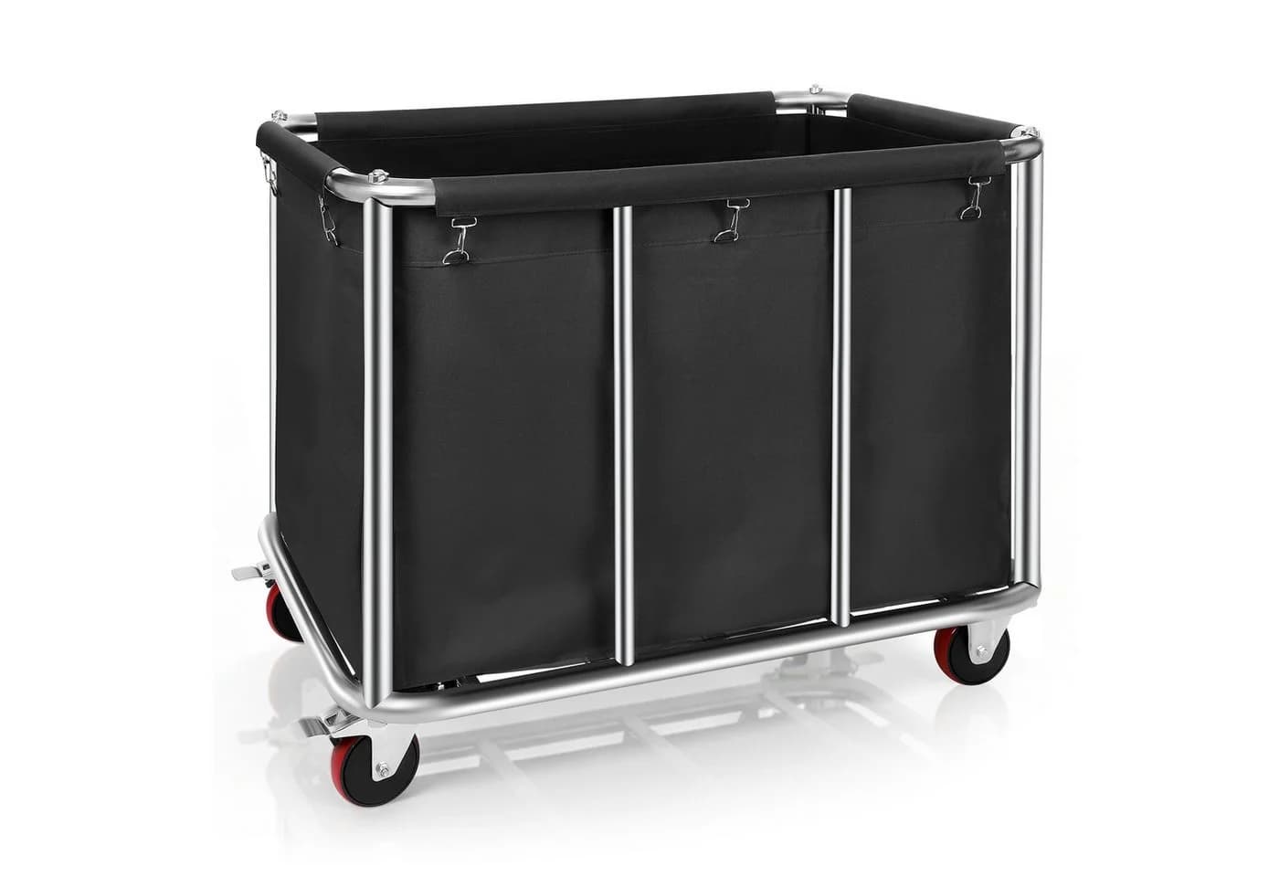 QUBEBU Wäschewagen Groß Edelstahl 400L Schwarz mit Rollen - Bild 2