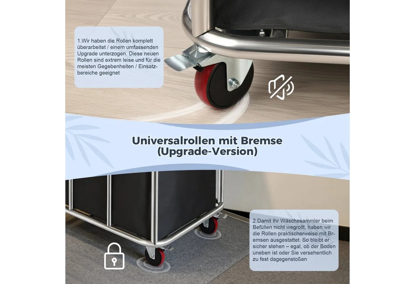 QUBEBU Wäschewagen Groß Edelstahl 400L Schwarz mit Rollen - Bild 5