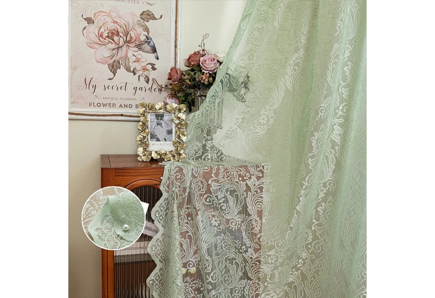 Sunicol Vorhang 2er Set Transparent mit Blumenstickerei