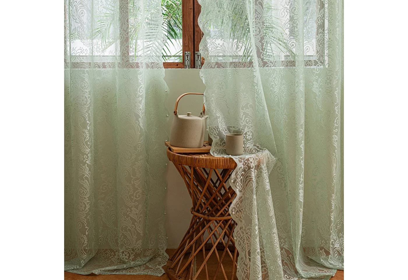 Sunicol Vorhang 2er Set Transparent mit Blumenstickerei - Bild 2