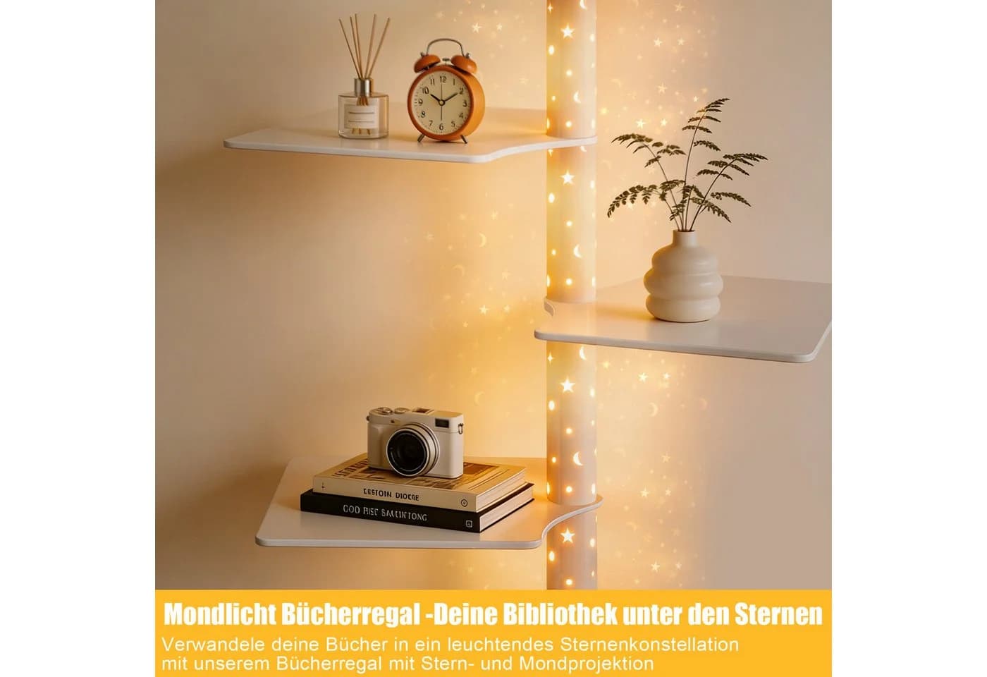 XERSEK Bücherregal 9 Ebenen Weiß mit LED-Sternenlicht - Bild 4