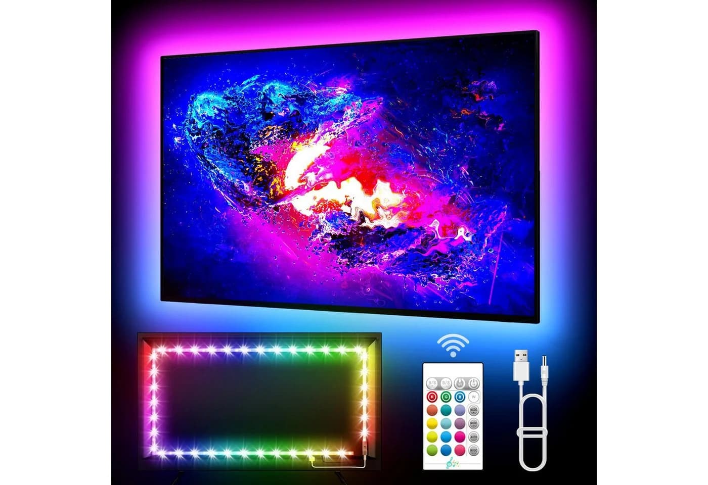 Lapalife RGB LED TV Hintergrundbeleuchtung mit Musik Sync & App-Steuerung - Bild 2