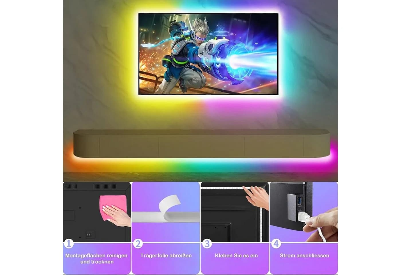 Lapalife RGB LED TV Hintergrundbeleuchtung mit Musik Sync & App-Steuerung - Bild 3