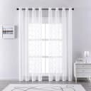 Sunicol Vorhang 2er Set Voile Gardinen Weiß Bestickt mit Ösen Bild 1